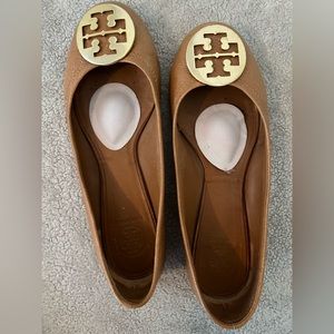 Tory Burch brown flats with gold hardware